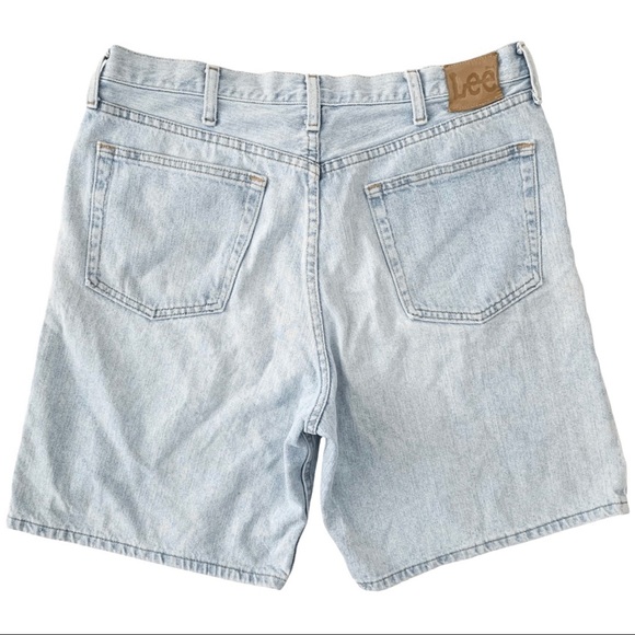 Vintage 90s Lee High Rise Loose Fit Bermuda Mom Shorts Light Wash Faded Denim XL - Picture 10 of 14